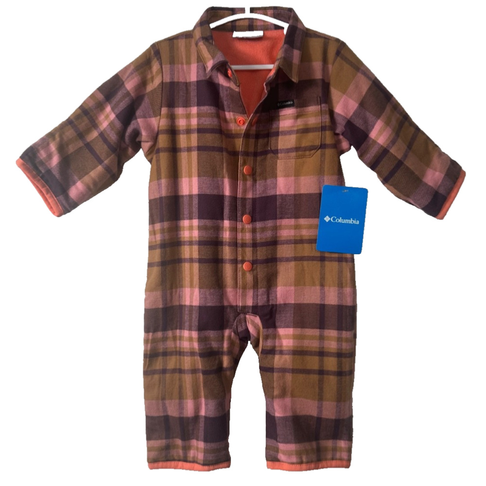 NWT Columbia Cornell Woods Flannel Bunting Infants 3-6 Mon Plaid SNAP $45 D54